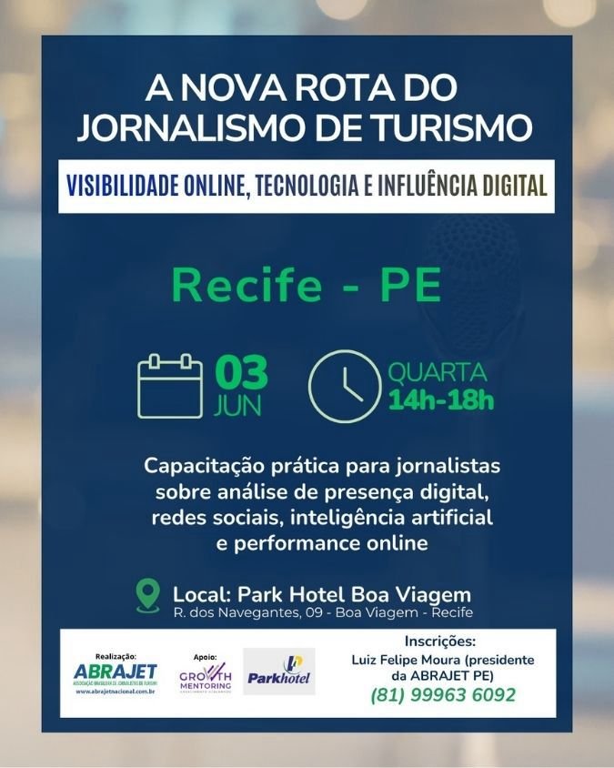Nova Rota do Jornalismo de Turismo chega a Recife com capacitação gratuita para jornalistas